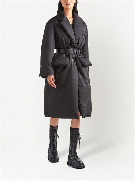 prada nylon belted coat